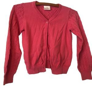 Hanna Andersson crochet cotton cardigan: pink, 120cm(6-7)